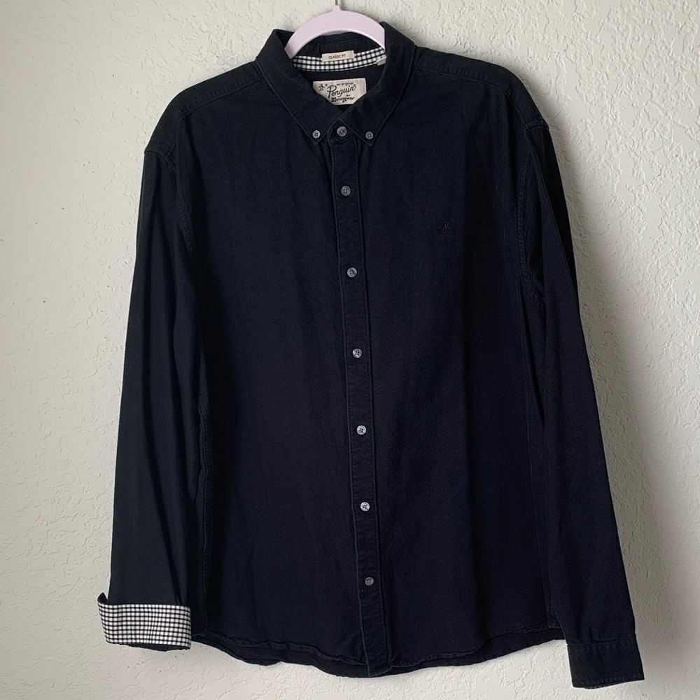 On Original Penguin by Munsingwear Men's Black Button-Down Shirt Size XXL